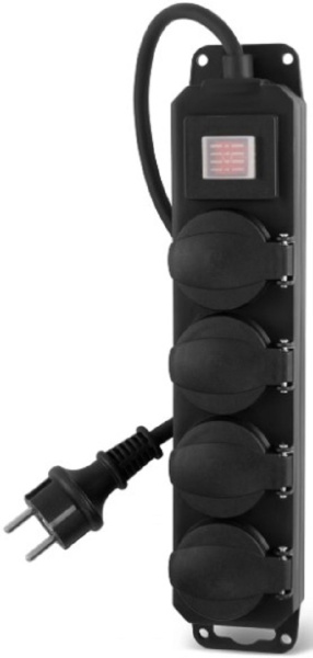 Изображение товара Сетевой фильтр Buro 400MDP-3-B с 4 розетками и защитой IP44 3м кабель