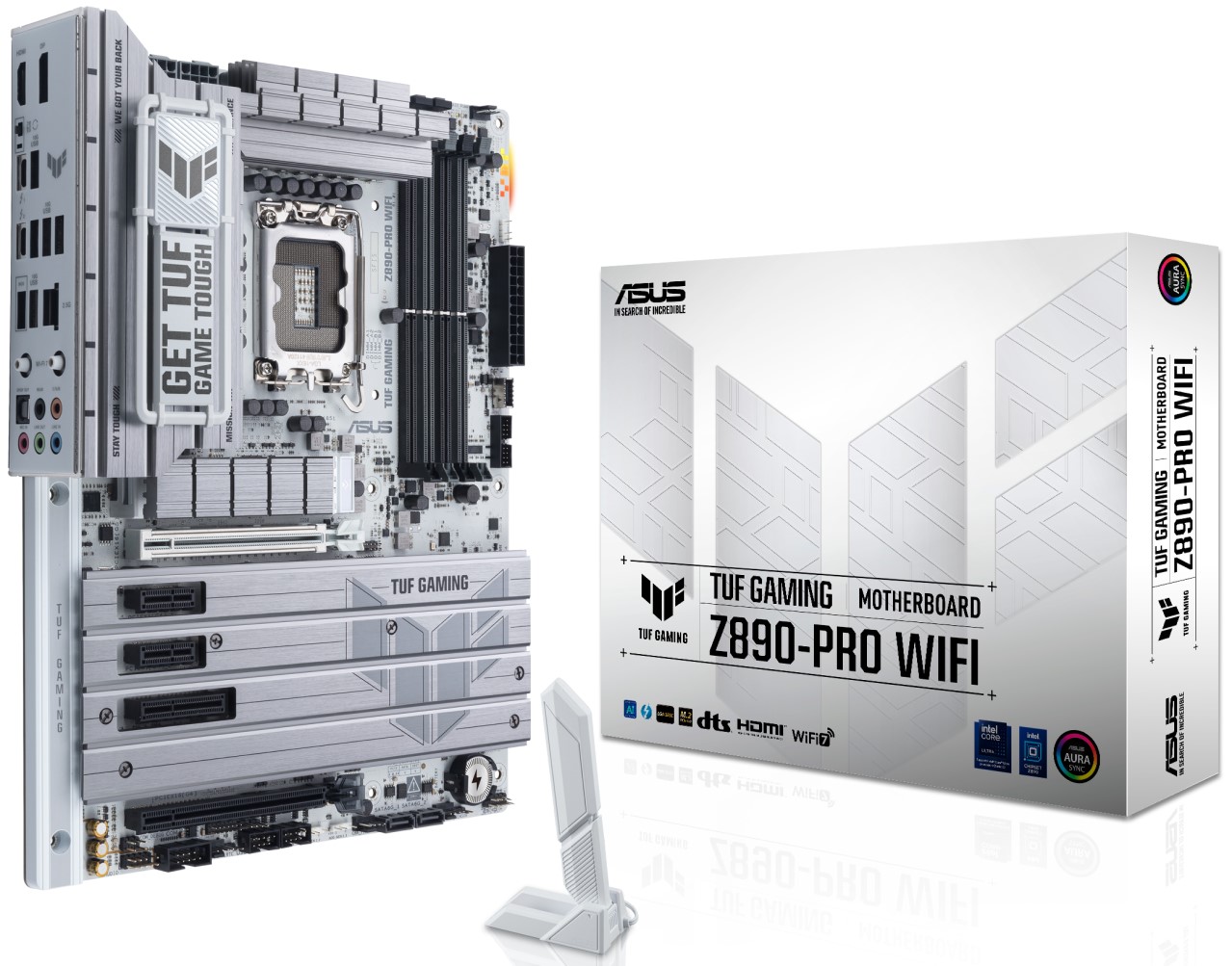 

Материнская плата ATX ASUS TUF GAMING Z890-PRO WIFI 90MB1IR0-M0EAY0 LGA1851, Z890, 4*DDR5 (9066), 4*SATA, 4*M.2, 6*USB 3.2, 2*PCIe x16, PCIe x4, 2*Thu, TUF GAMING Z890-PRO WIFI