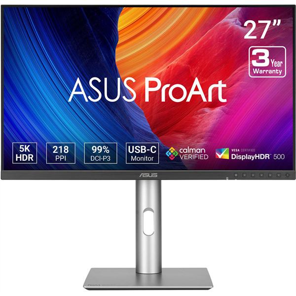 

Монитор 27" ASUS ProArt PA27JCV 5120x2880 LED 16:9 IPS, 400cd/m, 3000:1, 4ms, 178°/178°, HDMI, 2*USB-Hub, DP, 60Hz, Swivel, Pivot, HAS, black-silver, ProArt PA27JCV
