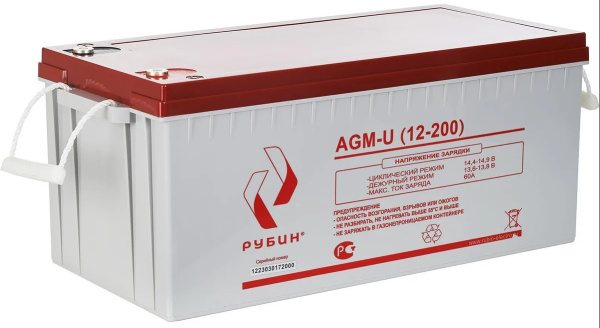 Изображение товара Аккумуляторная батарея Рубин РЭ-АКБ12200 12В 200Ач AGM для резервных систем