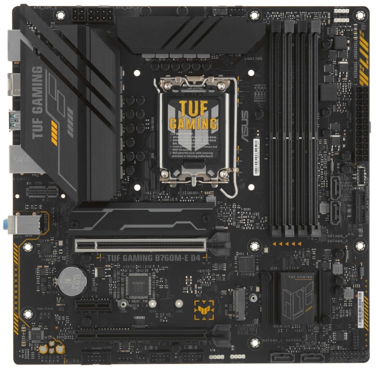 

Материнская плата mATX ASUS TUF GAMING B760M-PLUS D4 90MB1DI0-M1EAY0 (LGA1700, B760, 4*DDR4, 4*SATA, 2*M.2, 3*PCIe, 2*USB 2.0, 5*USB 3.2, HDMI, DP), TUF GAMING B760M-PLUS D4