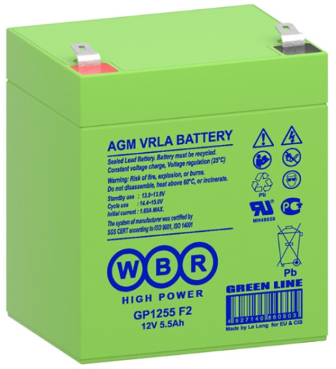 Изображение товара Аккумулятор WBR GP 1255 F2 12 В 5.5 Ач AGM