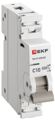 

Автоматический выключатель EKF M63DC6110C ВА 47-63N DC 1P 10А (C) 6kA PROXIMA, M63DC6110C