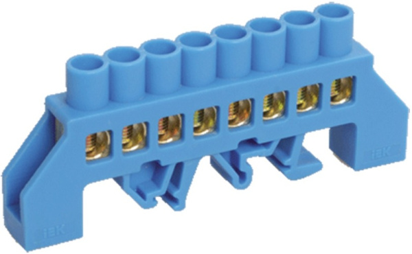 Изображение товара Электрическая шина IEK ШНИ-8х12-8-КС-С латунь голубая 8 контактов