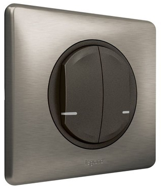 

Выключатель Legrand 064894 Celiane with NETATMO, беспроводной 2-клавишный, графит, рамка вольфрам, 064894