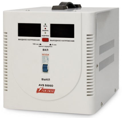 

Стабилизатор напряжения Powerman POWERMAN AVS 5000D step-type regulator, digital indicators of voltage levels, 5000VA, 140-260V, maximum input current, POWERMAN AVS 5000D