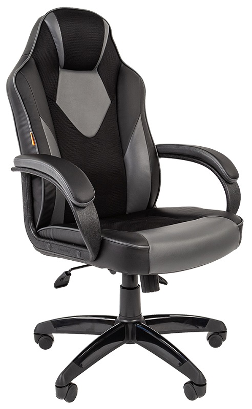 

Кресло Chairman game 17 Chairman 7024558 чёрное/серое, экокожа/ткань TW, пластик, газпатрон 3 кл, ролики, механизм качания, game 17