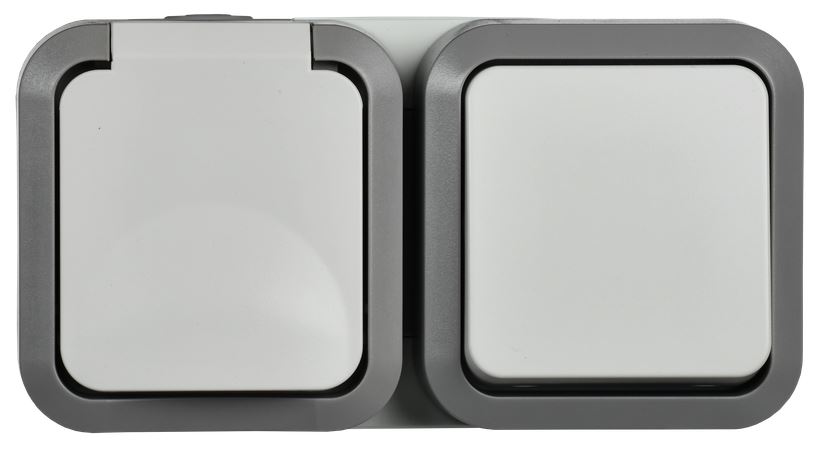 

Блок IEK TS-G10-6-55-V-K41 TORS розетка с заземлением + выключатель одноклавишный гор. 16А IP55 TS242, серо-белый, TS-G10-6-55-V-K41