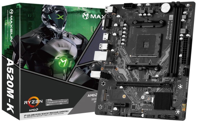 

Материнская плата mATX MAXSUN Challenger A520M-K MS-Challenger A520M-K (AM4, A520, 2*DDR4 (2133), 3*SATA, 2*M.2, 2*USB 3.2, 4*USB 2.0, PCIe x16, HDMI,, Challenger A520M-K