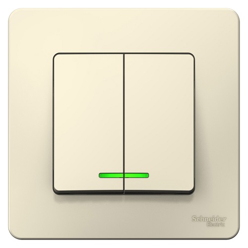 

Выключатель Schneider Electric BLNVS010512 2-клавишный с подсветкой, 10А, 250B Молочный внутр, BLNVS010512