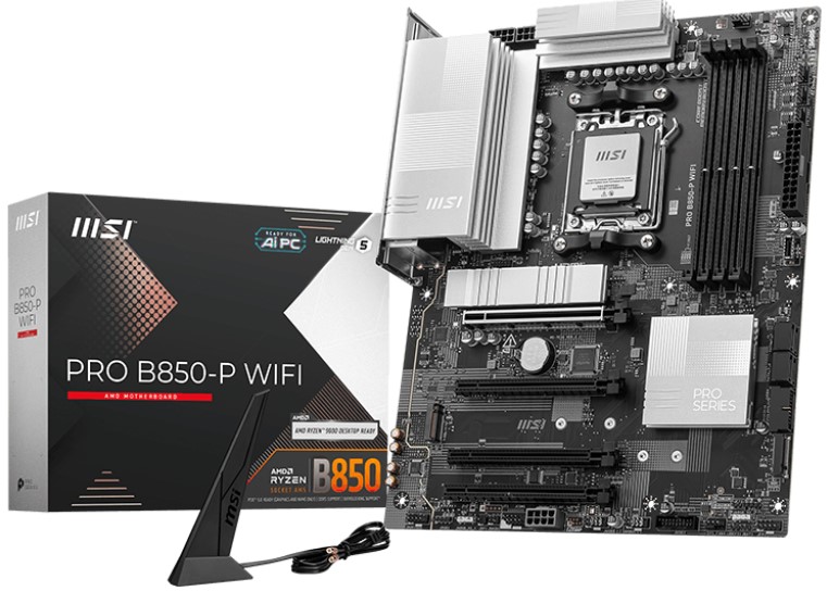 

Материнская плата ATX MSI PRO B850-P WIFI (AM5, AMD B850, 4*DDR5 (8200), 4*PCIe, 3*M.2, 4*SATA, WiFi, BT, 3*USB Type-C, 6*USB 3.2, 8*USB 2.0, HDMI) RT, PRO B850-P WIFI