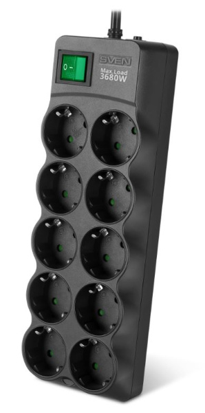 Изображение товара Sven SF-10E-16 - сетевой фильтр, 10 розеток, защита от перенапряжения