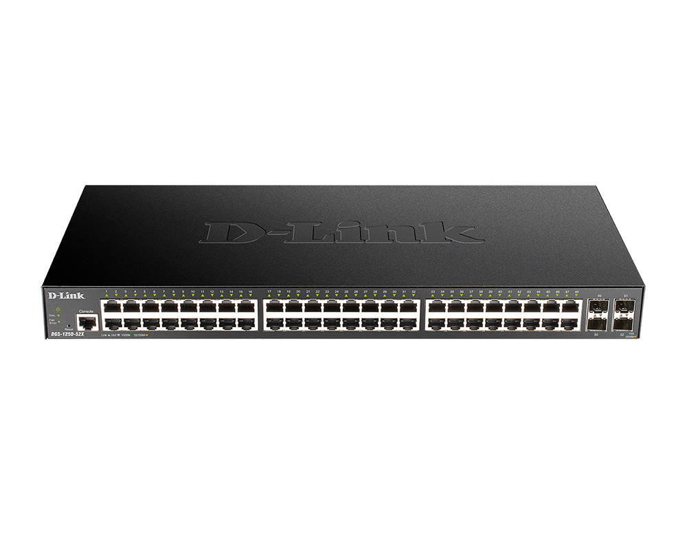 

Коммутатор управляемый D-link DGS-1250-52X/A1A 48x 10/100/1000Base-T, 4x 10GBase-X SFP+, L2 Smart, 19”, DGS-1250-52X/A1A