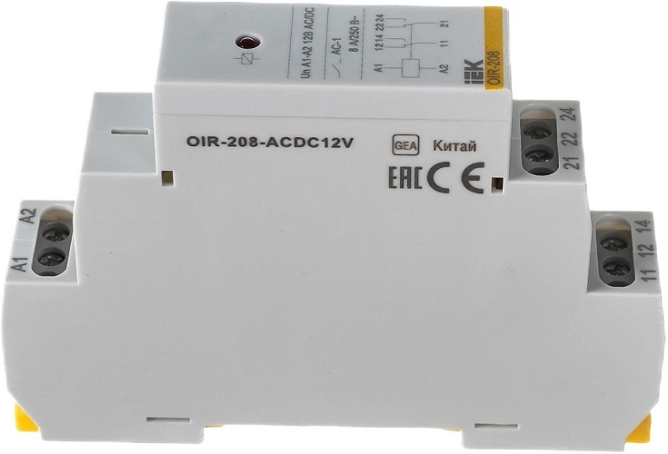 

Реле промежуточное IEK OIR-208-ACDC12V OIR 2 конт. 8А 12В AC/DC, OIR-208-ACDC12V