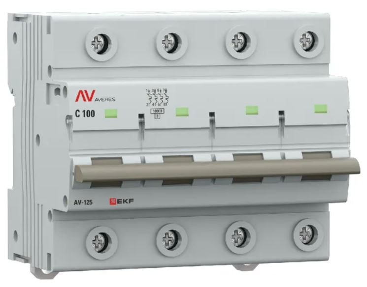 

Автоматический выключатель EKF mcb125-4-100D-av AV-125 4P 100A (D) 10kA AVERES, mcb125-4-100D-av
