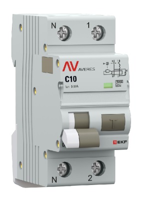 

Автомат дифференциальный EKF rcbo10-1pn-10C-30-a-av DVA-10 1P+N 10А (C) 30мА (A) 10кА AVERES, rcbo10-1pn-10C-30-a-av