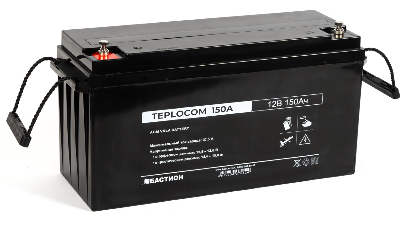 

Аккумулятор Бастион TEPLOCOM 150Ач герметичный свинцово-кислотный необслуживаемый AGM АКБ 12В 150Ач, TEPLOCOM 150Ач