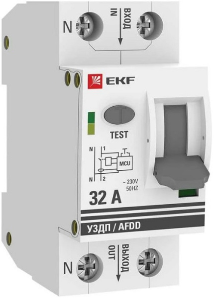 Изображение товара Устройство защиты от дугового пробоя EKF afdd-2-32-pro IP20 32А модульный