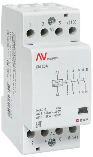 

Контактор модульный EKF km-av-2-25-40-24V КМ 25А 4NO 24VAC (2 мод.) AVERES, km-av-2-25-40-24V