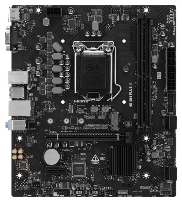 

Материнская плата mATX MSI H510M PLUS II (LGA1200, H510, 2*DDR4, PCIe, M.2, 4*USB 3.2, 8*USB 2.0, 4*SATA, VGA, HDMI), H510M PLUS II