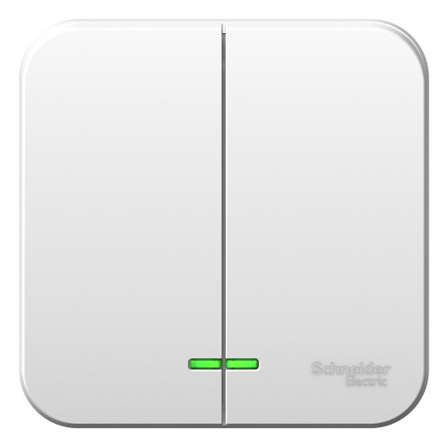 

Выключатель Schneider Electric BLNVA105121 2-клавишный с подсветкой 10А, 250B, монтажная пластина (белый) наруж, BLNVA105121