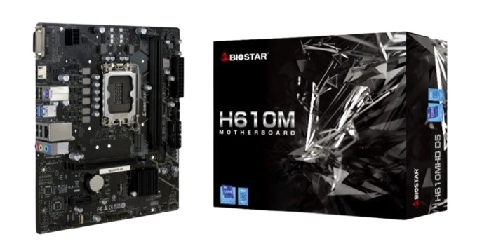 

Материнская плата mATX Biostar H610MHD D5 (LGA1700, H610, 2*DDR5, PCIe, M.2, 4*SATA, 4*USB 2.0, 2*USB 3.2, DVI, HDMI), H610MHD D5