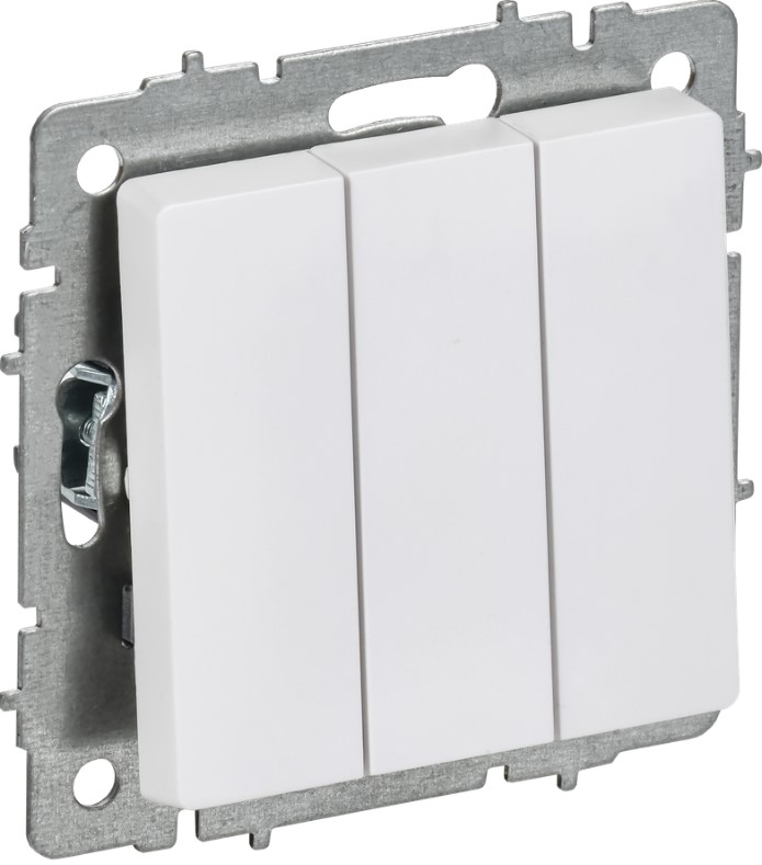 

Выключатель трехклавишный IEK BR-V30-0-10-K91 BRITE 10А ВС10-3-0-БрАБ арктический белый, BR-V30-0-10-K91