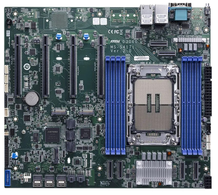 

Материнская плата SSI CEB MSI 919-S4171-07S (LGA4710, 8*DDR5, 4*PCIe, 2*M.2, 12*SATA, 2*USB 3.0, VGA), 919-S4171-07S