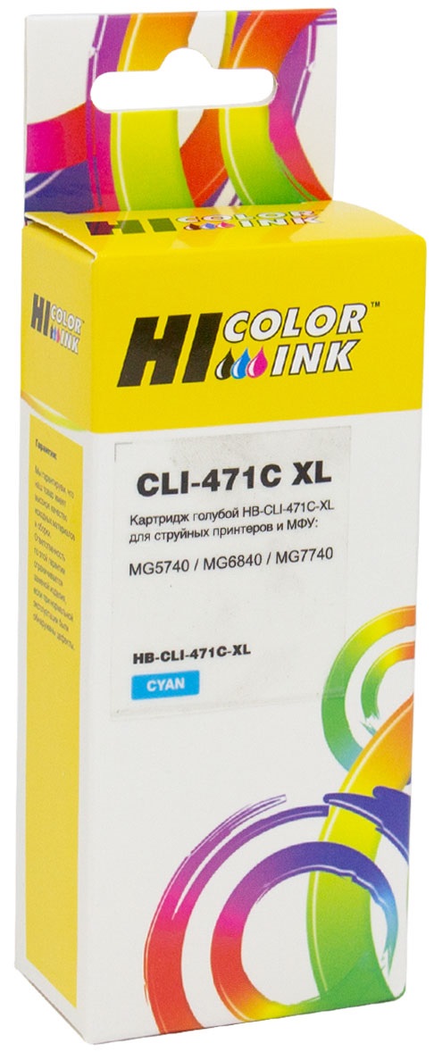 

Картридж Hi-Black 1100072 (CLI-471XLC) для Canon MG5740/MG6840/MG7740, Cyan, 1100072