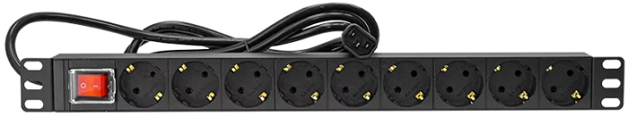 

Блок розеток SNR SNR-PDU-09S-2 Блок электрических розеток на 9 гнезд Schuko, шнур питания 2 м с вилкой C14, SNR-PDU-09S-2