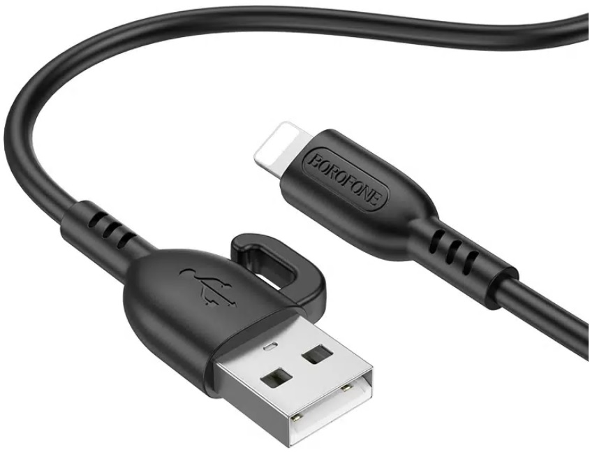 

Кабель Borofone BX91i USB 2.4A для Lightning 8-pin ПВХ 1м Black, BX91i
