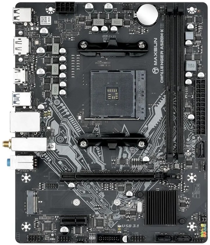 

Материнская плата mATX MAXSUN MS-Challenger A520M-K WIFI 6940709661178 (AM4, AMD A520, 2*DDR4, PCIe, 2*M.2, 4*USB 3.2, 6*USB 2.0, 3*SATA, VGA, HDMI), MS-Challenger A520M-K WIFI