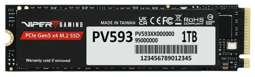 

Накопитель SSD M.2 2280 Patriot Memory Viper VP593 PV593P1TBM28H 1TB, 14000/10000MB/s, TBW 700, Viper VP593