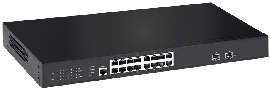 

Коммутатор управляемый Tantos TSn-16GP18S2M L2 PoE 16x1000Мбит/с PoE портов + 2 порта SFP, TSn-16GP18S2M