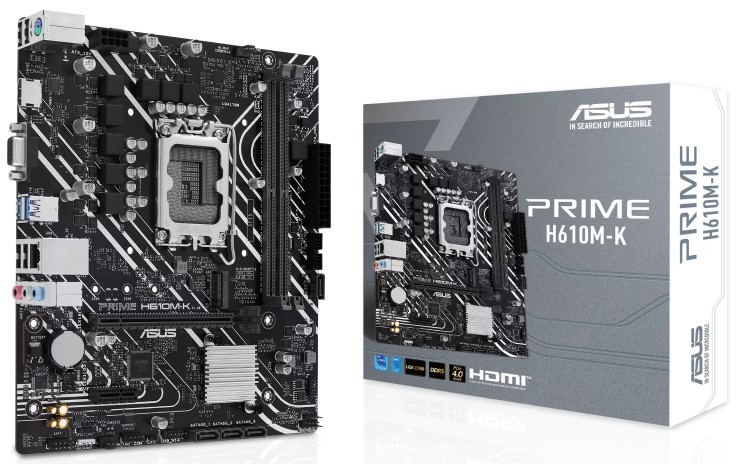 

Материнская плата mATX ASUS PRIME H610M-K (LGA1700, H610, 2*DDR5 (5600), 4*SATA 6G, M.2, 2*PCIE, Glan, VGA, HDMI, 2*USB 3.2, 4*USB 2.0), PRIME H610M-K