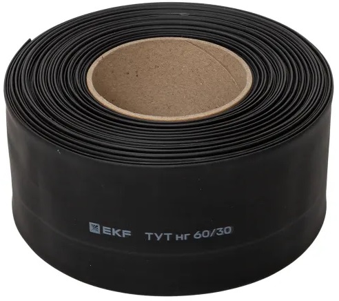 

Термоусаживаемая трубка EKF tut-60-b ТУТ нг 60/30 черная рулон, tut-60-b