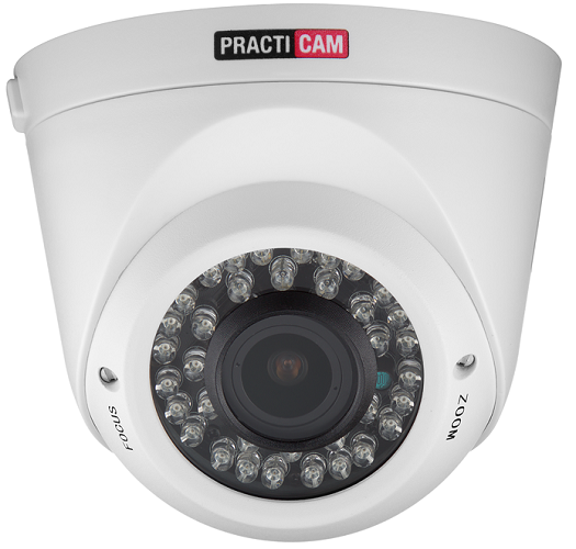 Видеокамера PRACTICAM PT-MHD5M-C-V 1/2,5” сенсор 5 Мп; видеостандарты AHD, 960H, HD-TVI, HD-CVI; объектив 2,8-12 мм (90-24°); 0.1Лк (0 с ИК); ИК 15м;
