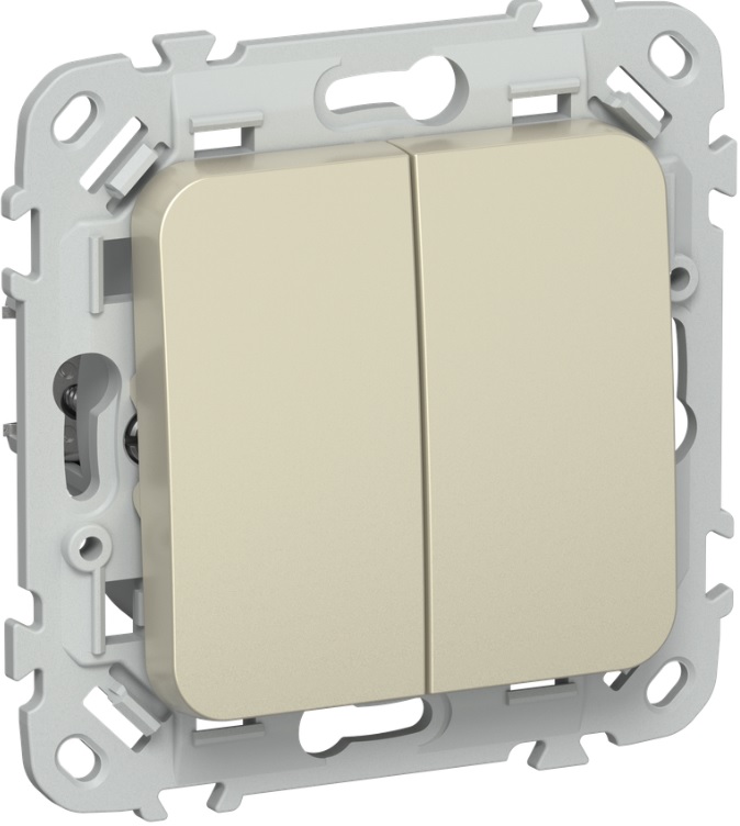 

Переключатель двухклавишный IEK FI-V22-0-10-1-K37 FLITE 10А ВС62-1-0-ФлШ шампань, FI-V22-0-10-1-K37