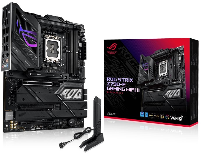 

Материнская плата ATX ASUS ROG STRIX Z790-E GAMING WIFI II (LGA1700, Z790, 4*DDR5 (8000), 4*SATA 6G RAID, 5*M.2, 3*PCIE, 2.5Glan, WiFi, BT, HDMI, DP,, ROG STRIX Z790-E GAMING WIFI II