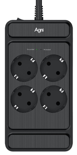 Изображение товара Сетевой фильтр AGNI TP-FS4E-5m-black с защитой и 4 разъемами