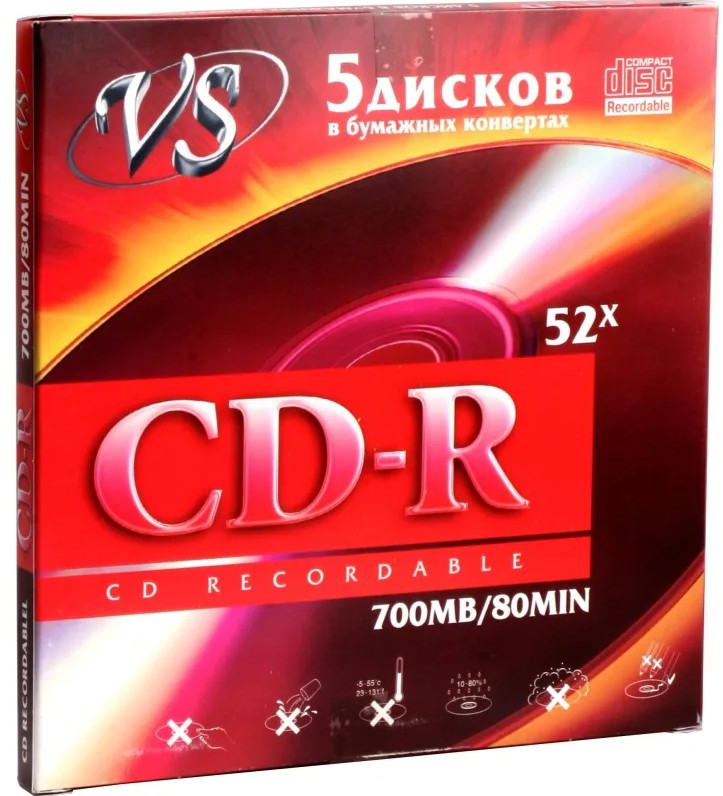 Диск CD-R VS VSCDRK501 80 52x конверт/5 (620052)