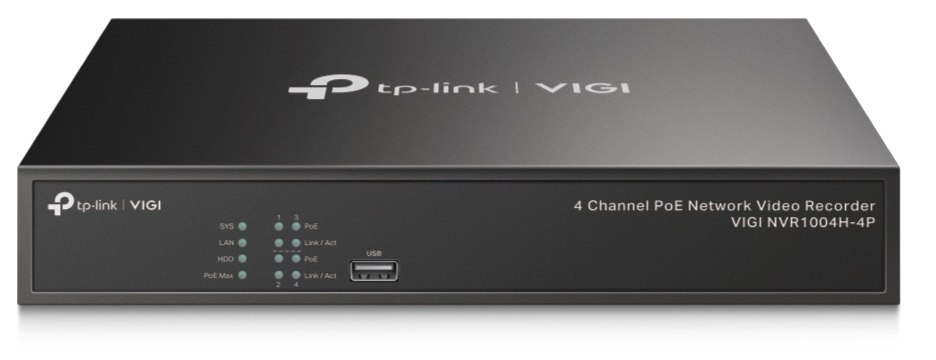 

Видеорегистратор TP-LINK VIGI NVR1004H-4P 4 Channel PoE Network Video Recorder, H.265+/H.265/H.264+/H.264, Up to 8MP resolution, Decoding capability/4, VIGI NVR1004H-4P