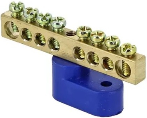 

Шина EKF sn0-63-08-1 "0" N (6x9мм) 8 отв. латунь синий угловой изолятор, sn0-63-08-1