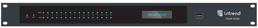 

Аудиопроцессор INTREND ITDSP-1616Dv2 цифровой, 16x16 аналоговых входов/выходов, AEC, AFS, ANC, Dante 16x16, USB-B 2x2 на задней панели, 8 портов GPIO,, ITDSP-1616Dv2