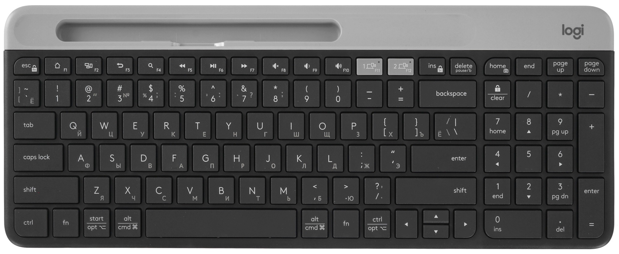 

Клавиатура Wireless Logitech K580 920-009208 BT/Radio черная, K580