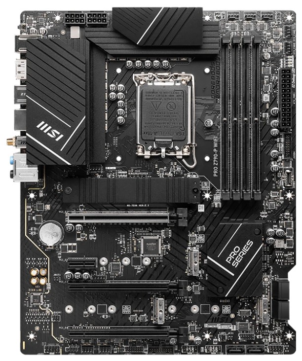 

Материнская плата ATX MSI PRO Z790-P WIFI (LGA1700, Z790, 4*DDR5 (7000), 6*SATA 6G RAID, 4*M.2, 4*PCIE, 2.5Glan, WiFi, BT, HDMI, DP, USB Type-C, 3*USB, PRO Z790-P WIFI