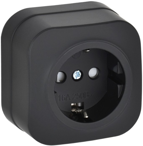 

Розетка с заземлением IEK ERH14-K02M-16 GLORY для открытой установки с защитными шторками 16А РСш20-3-ХЧм черный матовый, ERH14-K02M-16