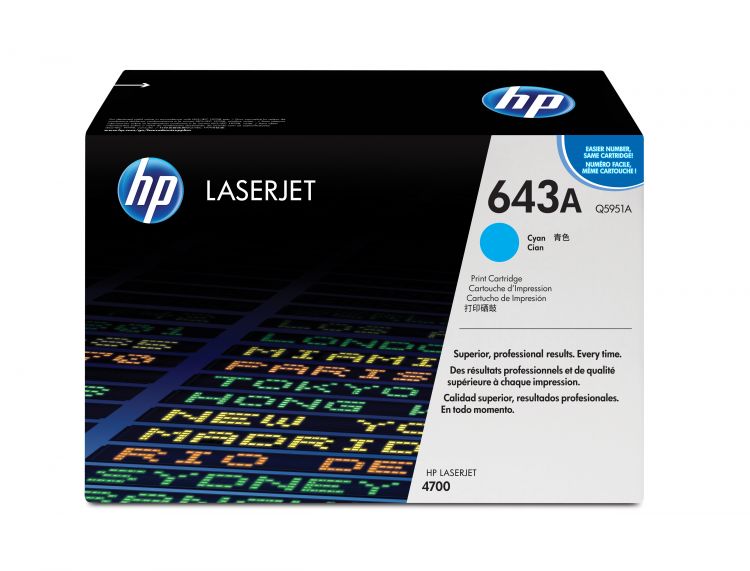 

Картридж HP 643A Q5951A для принтера Color LaserJet 4700 голубой (10000 page), 643A