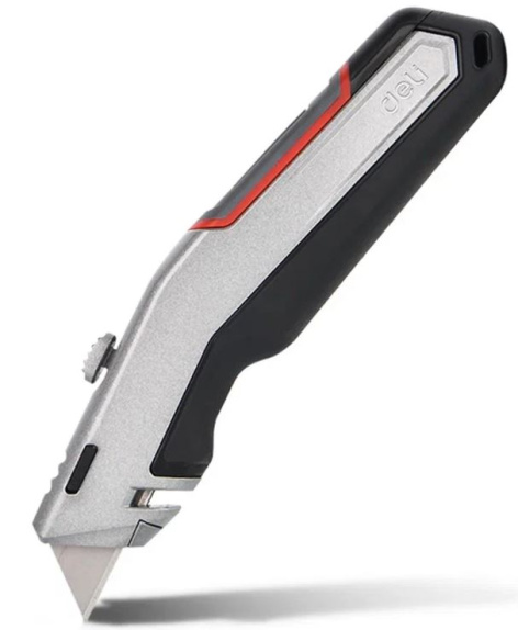 Изображение товара Универсальный нож Deli DL411 с выдвижным трапециевидным лезвием