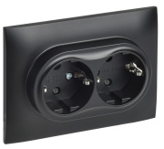 фото Розетка двухместная с заземлением в сборе  IEK SK-R24-16-K02-F